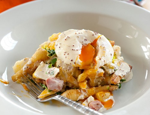 Smoked Haddock and Piccolo Parsnip Hash, Poached Eggs and Mustard Cream