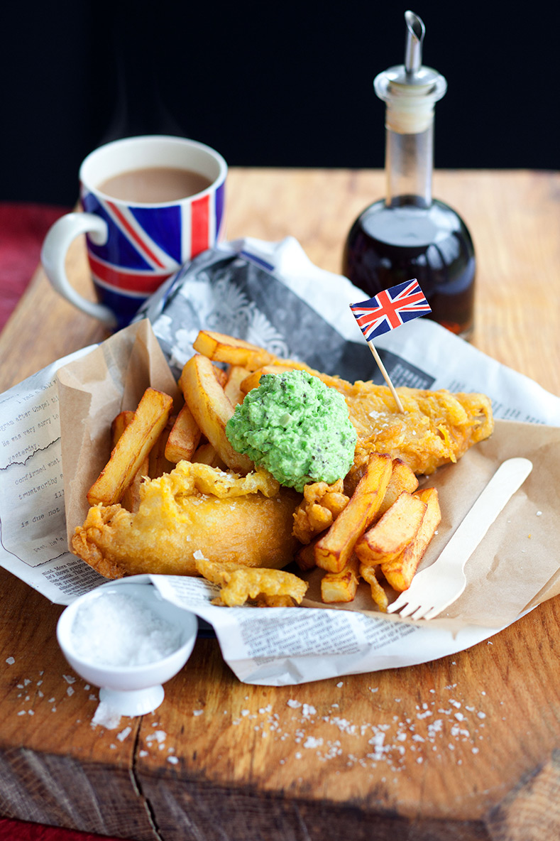 Beer Battered Fish with Minted Peas