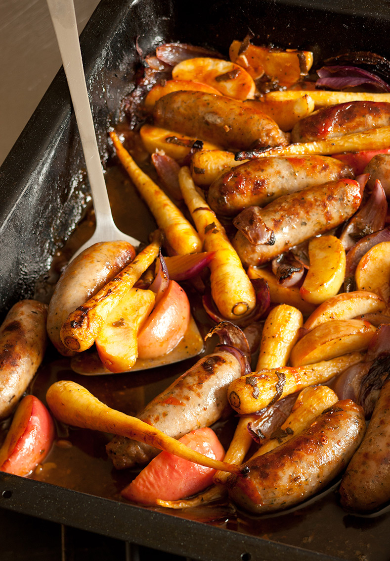 Tray Baked Sticky Sausages